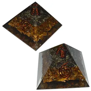 Pocket Friendly Tiger Eye Energy Orgone Pyramids with Crystal Point Wholesale Custom size Orgone Stone Pyramid Supplier india
