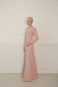 Robe de mariée longue rose, pour mariage musulman Exclusive, en tissu islamique, modeste, nouvelle collection - Product Image 4