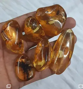 Buatan tangan halus permata Amber Cabochon batu ukuran bebas untuk perhiasan unik membuat permata