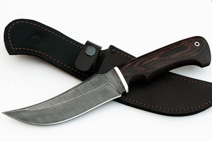 Couteau à dépecer à lame fixe en acier Damas personnalisable avec manche en bois Lame utilitaire faite à la main pour la chasse à usage OEM - Product Image 2