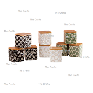 Boîte de rangement pour ustensiles de cuisine en bois de couleur noire de qualité supérieure avec boîte à épices et à herbes en bois de différentes tailles - Product Image 2