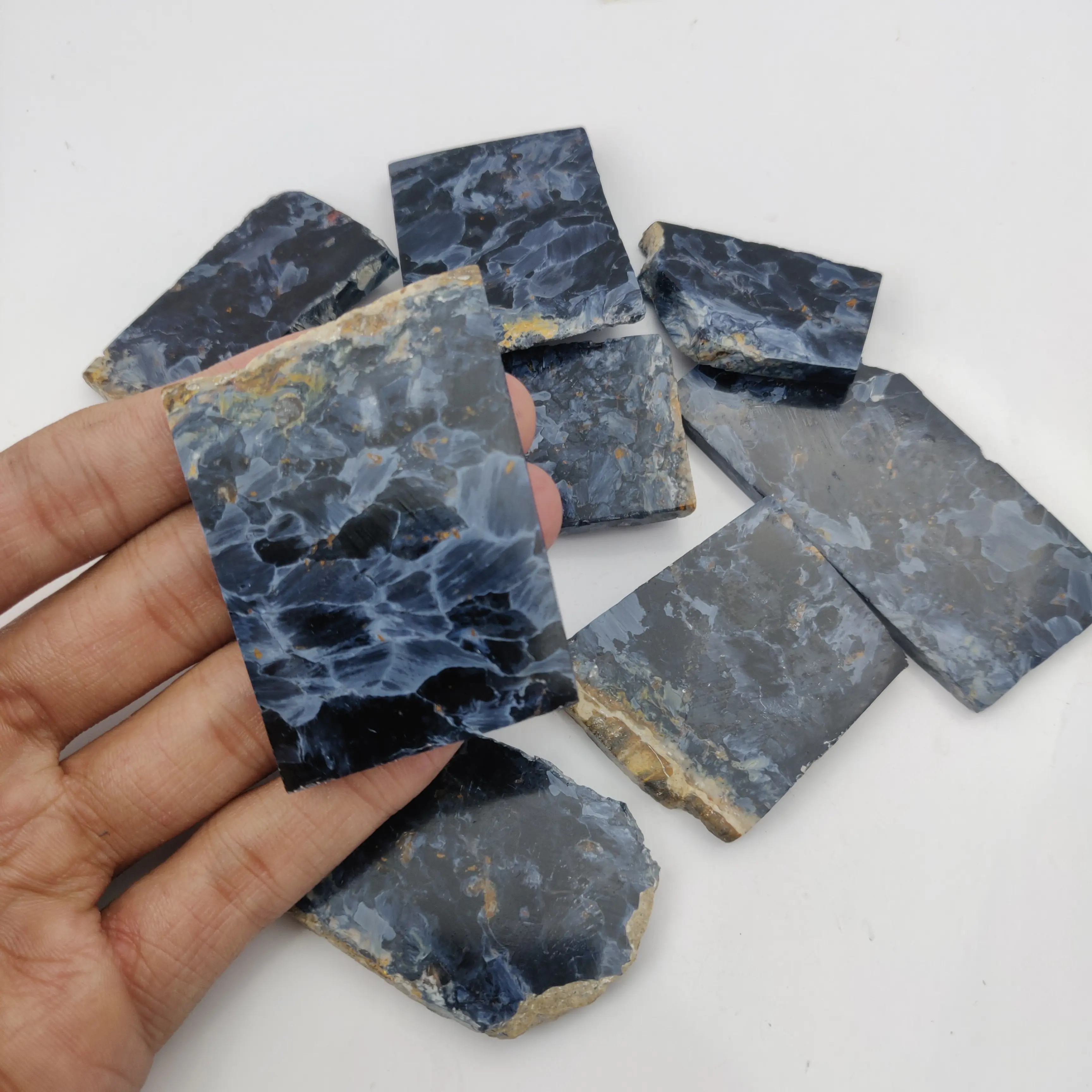 Pierres précieuses naturelles de piprocesseur Semi-précieuse, formes rectangulaires et carrées, bleu, noir, qualité AAA, pour la fabrication de bijoux