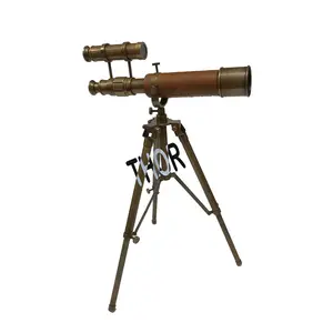航海古董黄铜望远镜桌面实心黄铜望远镜可调节三脚架支架礼品