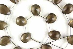 ลูกปัดรูปลูกแพร์เหลี่ยมเพชรพลอยควอตซ์21ชิ้น,สำหรับทำเครื่องประดับสีน้ำตาล2020 - Product Image 4