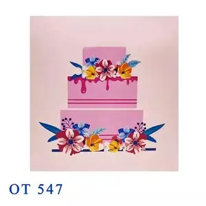 การ์ดเค้กวันเกิดป๊อปอัพแบบทำมือ3D จากเวียดนามของขวัญงานฝีมือกระดาษดีไซน์ตัดด้วยเลเซอร์ - Product Image 3