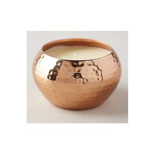 Conteneur de bougie martelé en cuivre avec couvercle taille personnalisée conteneur de bougie de forme ronde pour décor de table - Product Image 6