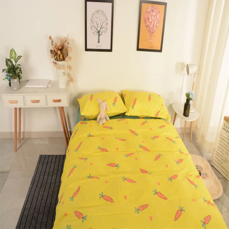 newborn baby bedding sets Cute carrot pattern yellow bedding set 100% cotton bed cover bedding set