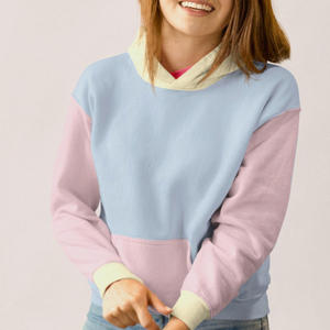 Sudadera con capucha de lana para mujer, Jersey de dos tonos con bolsillos delanteros y bolsillos delanteros, capucha de bloque - Product Image 5