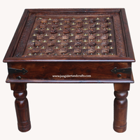 Table basse indienne en bois massif, forme carrée, 6 pièces, table d'angle sculptée, pour salon