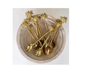 Cuillère en laiton pour vaisselle décorative, vente en gros,, à long manche et design de palmier, pour la cuisine domestique - Product Image 1
