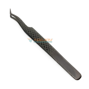 Pinzas para Pestañas TEEJAY Plasma Black Boot Curved Volume, Acero Inoxidable, Punta Suave, Agarre de Diamante, Diseño Preciso para Extensión de Pestañas - Product Image 1