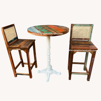 Table et chaises de Bar en fer, ensemble Vintage industriel, rond et rustique, indien, en bois massif, Style Restaurant, café, Pub, Bar, meubles, 9 pièces