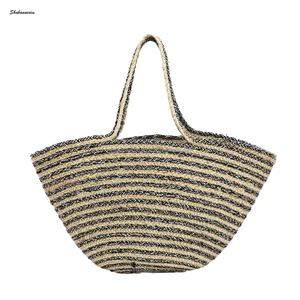 Fourre-tout en Jute de bonne qualité, sac de plage tressé et fait à la main pour les courses, vente en gros - Product Image 6