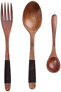 ชุดช้อนส้อมมีดดีไซน์สุดสร้างสรรค์โต๊ะรับประทานอาหารทำจากไม้และของตกแต่งห้องครัวมีดสลัดไม้ดีไซน์หลากสี - Product Image 3