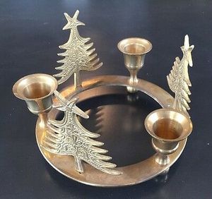 VINTAGE SOLID <b>BRASS</b> TAPER <b>CANDLESTICK</b> HOLDER WITH HOLLY LEAF By BRASSWORLD INDIA - Product Image 6