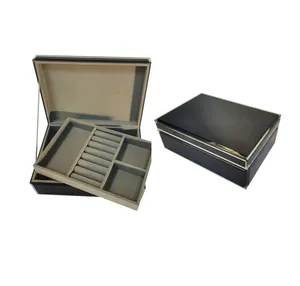 Black Glass Mirrored Jewelry Box Simple Classic Storage Organizer High-end Luxury Big Mirror Box