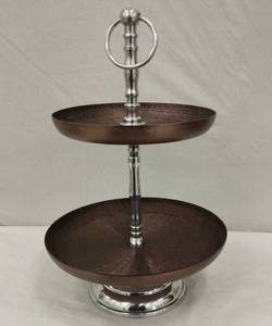 Support de service à gâteaux 2 niveaux, pour la cuisine et les hôtels, plateau de service cupcake, de couleur marron, design moderne, en métal - Product Image 6