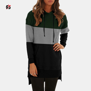 Sweats à capuche longs pour femmes Patch Work Cotton Fleece Pullover Hoodies Winter Outdoor Wear OEM Custom Design - Product Image 4