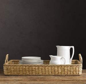 Bandeja de Servicio Artesanal Rústica Estilo Boho, Color Natural, Tejida con Jacinto de Agua, Individual, para Cocina, Sala de Estar, Vajilla - Product Image 5