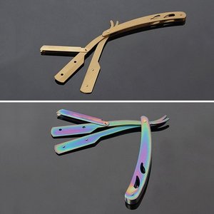 Rasoir de barbier en acier inoxydable, outils de soins de beauté, de coiffeur, de coupe de cheveux, couleur or, approuvé CE ISO - Product Image 5