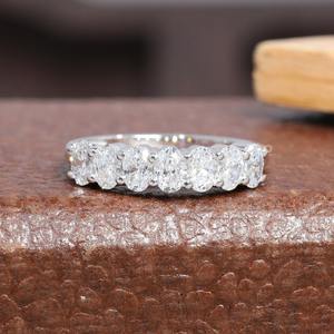 Elegantly <b>Crafted</b> 14kt White Gold Wedding Band Trendy Classic Adorned Lab Grown Oval Cut VVS Clarity Diamonds Parties Wholesale - Product Image 4