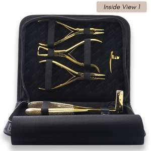 Gold micro bead hair extension tools set, <b>Tape</b> in hair extension pliers Stainless steel with packing case Pulling <b>Loop</b> & <b>Hook</b> - Product Image 5