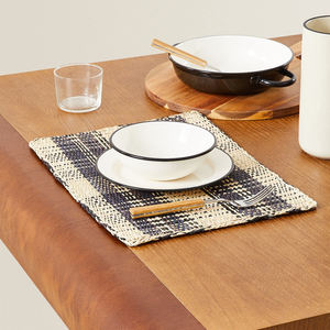 Elegant Handmade Rectangle Black and Natural <b>Seagrass</b> <b>Placemats</b> Woven Wicker Table Mats Boho Style Wholesale - Product Image 3