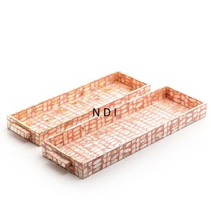 Venta caliente accesorios de decoración de boda bandeja de acabado con incrustaciones de hueso rojo de madera aperitivos de comida y bandejas para servir pasteles - Product Image 1