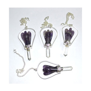 Achetez des pendules en améthyste en forme d'ange |   Pendules d'ange en améthyste - Product Image 1