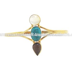 Pulsera chapada en oro con piedra pulsera hecha a mano - Product Image 3