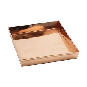 Plateau à café en cuivre martelé avec plateau de service de collations à dessert en forme de rectangle de qualité supérieure à vendre - Product Image 2