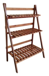 Precio de fábrica, estante de pared de bambú de madera plegable de tres niveles, maceta decorativa para el hogar y soporte para maceta - Product Image 3