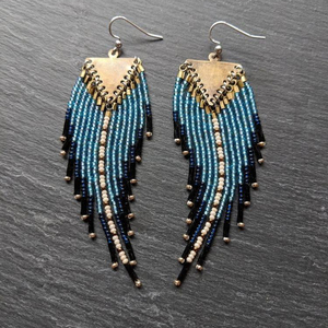 Seed Bead Earring - Native Earring - Fringe Earring - Product Image 1