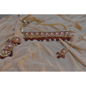 Indian stylish latest fashion bridal designer kundan stone beads necklace <b>set</b> for womens and girls - Product Image 2