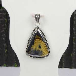 Atractivo pulido a mano Schalenblende piedra preciosa colgante Natural Schalenblende cabujón plateado joyería hecha a mano piedra preciosa - Product Image 3