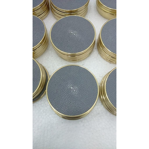 Lot de 4 sous-verres en laiton shagreen avec bordure, modèle DAPHOCO 0064, 0,12x0,12x0,05, personnalisables, pour bijoux et mode - Product Image 2