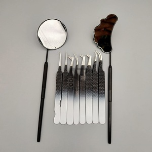 Professionnel bicolore noir blanc russe Volume botte Extension de cils Ombre pince à épiler en acier inoxydable cils pince à épiler miroir - Product Image 1