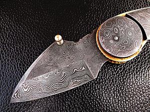 Couteau de poche pliant en acier damas fait à la main personnalisé gaine en cuir fin Logo OEM Options pour l'extérieur bricolage usage industriel - Product Image 3