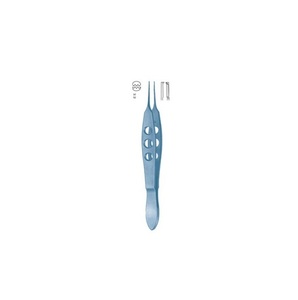 Fórceps Corneales Quirúrgicos de 1X2 Dientes Muy Delicados con Plataforma de Atado de Titanio, 10 cm - 4" - Product Image 1