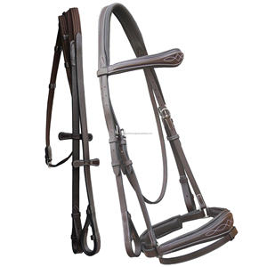 Brida ecuestre de cuero elevado, cerrojo de caballo inglés con costuras elegantes - Product Image 1