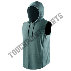 Vente en gros de vêtements de sport d'été pour hommes, débardeur en jersey 100% coton et sweat à capuche, couleur unie, t-shirt sans manches - Product Image 6