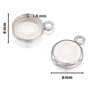Argent Sterling 925 trouver des composants de moulage en métal, supports vierges, tasse de lunette unie, 9 MM, pince ronde, accessoires de bijoux fins - Product Image 1