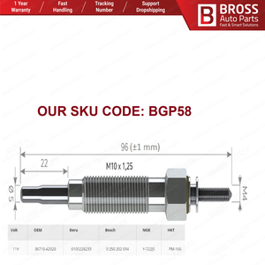 BGP58 1ชิ้นเครื่องทำความร้อนเรืองแสงปลั๊ก GJ55MI, 0100226233 Bross ชิ้นส่วนรถยนต์ทำในตุรกีสินค้าที่มีคุณภาพสูง - Product Image 5