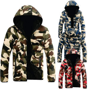 Chaqueta acolchada unisex con estampado de camuflaje personalizado para hombre y mujer, Abrigo acolchado con cremallera, prendas de vestir exteriores cálidas, fabricante OEM - Product Image 2