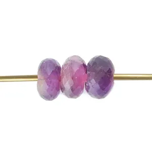 Purple Fluorite Rondelle Faceted 14 × 8ミリメートルGemstone European Charm Loose Beads