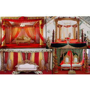 Mandap DE BODA indio de cuatro pilares, para boda, de lujo, dorado, Reino Unido, venta al por mayor - Product Image 1