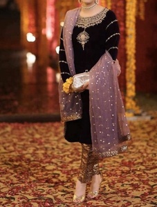 --Stylish & Beautiful Long Kurta with pant dress with beautiful applique work for Party/ Wedding =2020 - Product Image 2