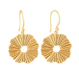 Zeva jewels new designs plain earring brass matte gold plated woman earring lovely designer charms drop dangle earring jewelry