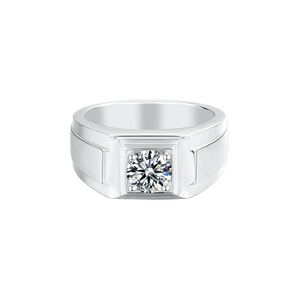 1캐럿 6.5mm 라운드 모이사나이트 시그넷 링 925 실버 파베 클로 세팅 14K 18K 골드 로듐 도금 클래식 남녀공용 웨딩 선물 - Product Image 2