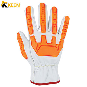 Gants en cuir de vache, unisexe, doigts complets, en peau de chèvre, robuste, pour conducteur de sécurité industriel, travail - Product Image 2